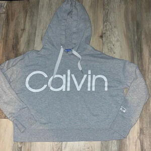 Calvin Klein Performance Gray Cropped Hoodie Gym Athletic Workout Women’s Medium